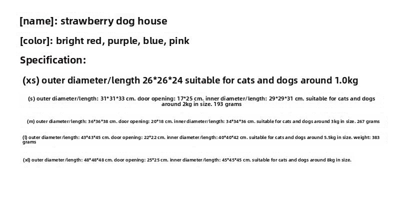 Dropshipping Strawberry Pet Bed Cat Bed for All Seasons Indoor Teddy Pomeranian Bichon Dog Bed for Small Pets