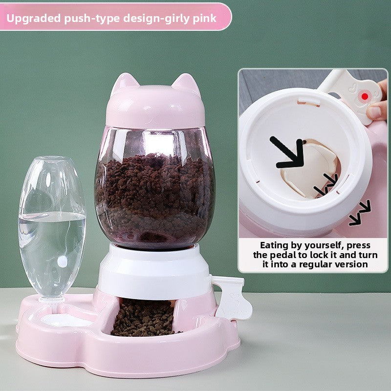 Automatic cat feeder, cat non-wet mouth automatic water dispenser, dog intelligent press-type large-capacity feeder