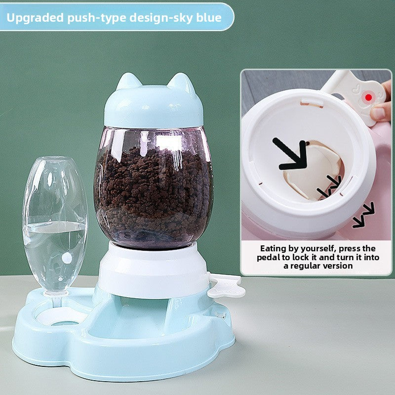 Automatic cat feeder, cat non-wet mouth automatic water dispenser, dog intelligent press-type large-capacity feeder
