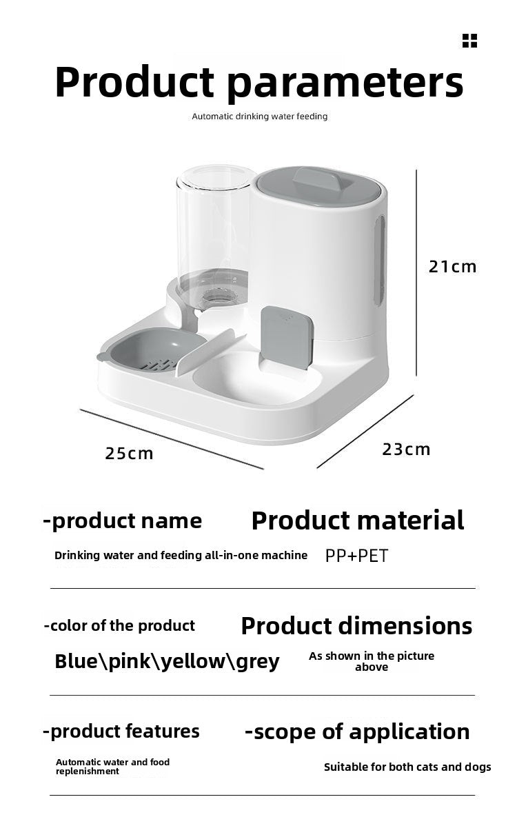 Automatic pet feeder and water dispenser 2-in-1 cat water dispenser dog feeder drinking bowl cat food bowl water bowl