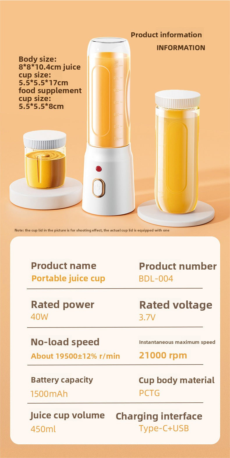 New portable rechargeable small juice blender for cross-border use, suitable for baby food, ice crushing, and home use, multifunctional juice maker and juice cup