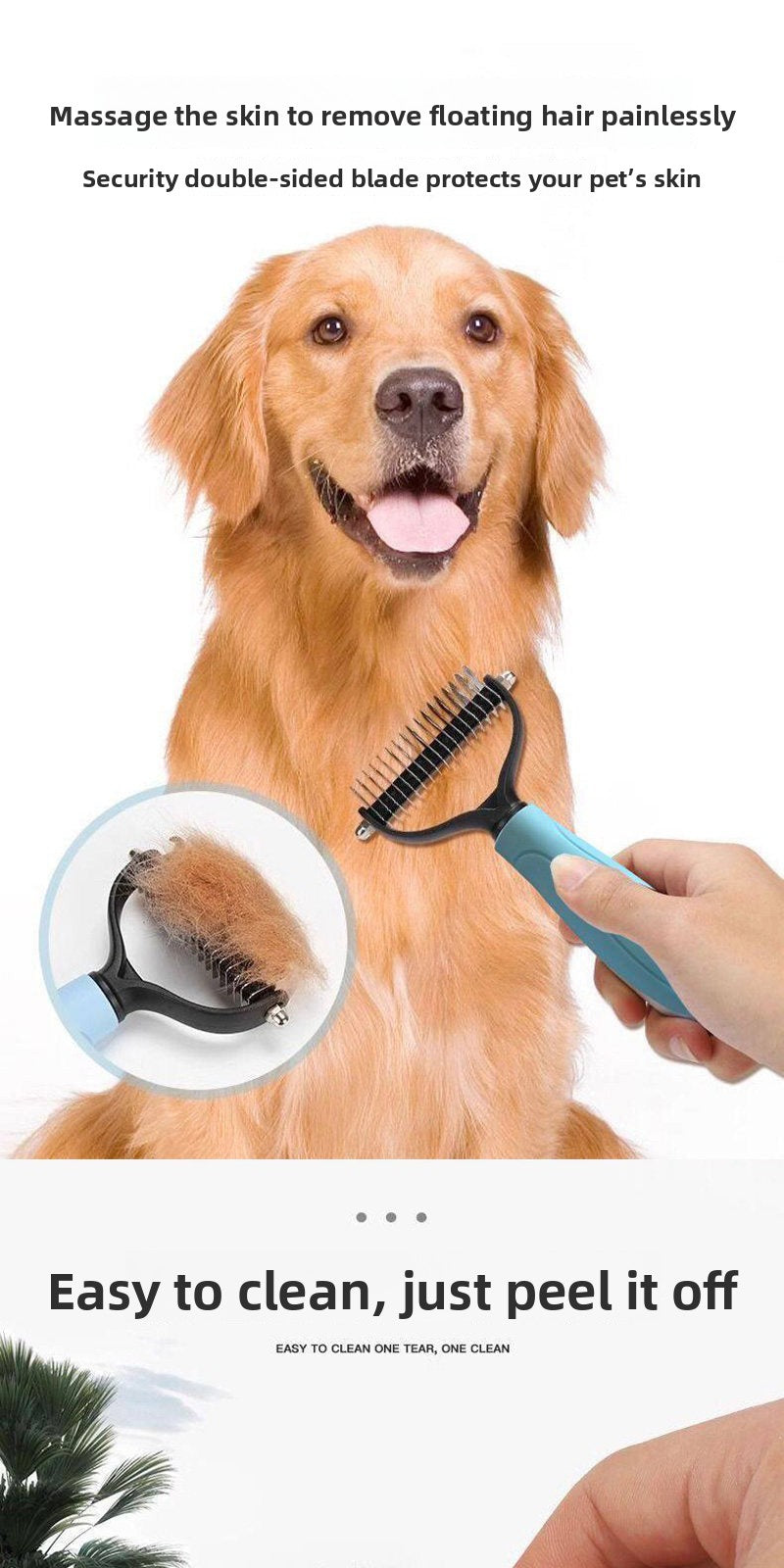 Pet detangling comb, hair thinning tool for cats and dogs, specialized tool for removing loose hair, cat hair remover
