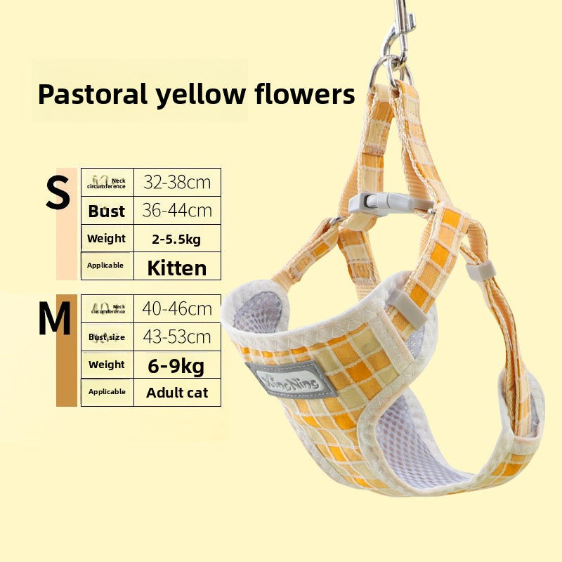 Cat leash, dog vest-style pet harness, cat walking leash, anti-escape outdoor cat leash accessories
