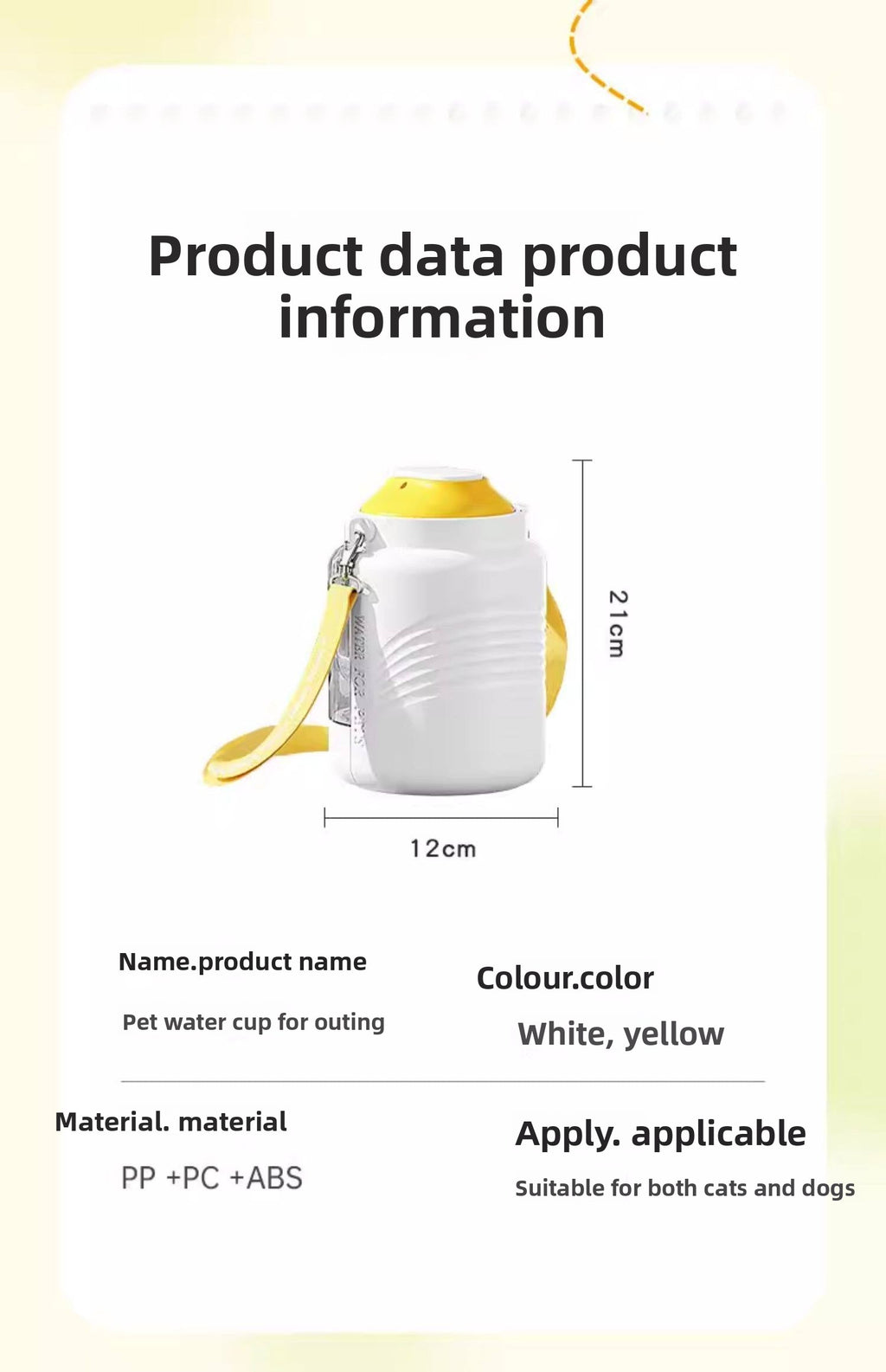Dog outdoor water cup, dog water dispenser, portable puppy outdoor water bottle, pet outdoor drinking and feeding cup