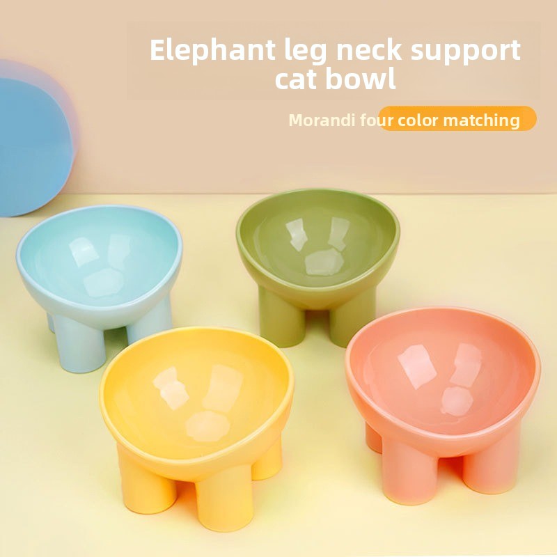 Cross-border elephant-leg pet bowl, cat bowl, cat bowl that protects the cervical spine, large drinking bowl, cat bowl with a slanted mouth, high-footed bowl to prevent tipping over