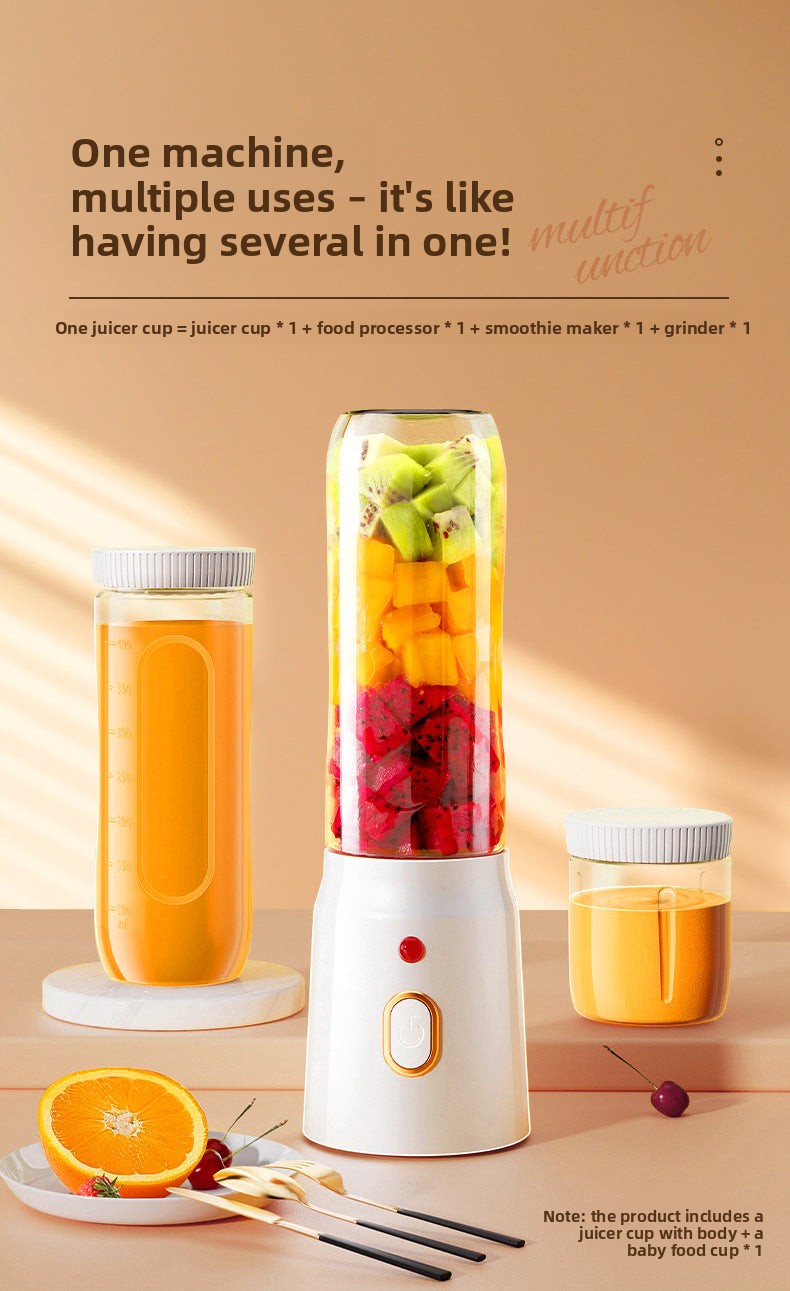 New portable rechargeable small juice blender for cross-border use, suitable for baby food, ice crushing, and home use, multifunctional juice maker and juice cup