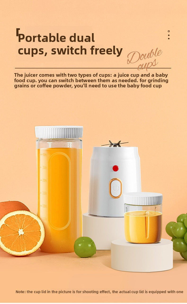 New portable rechargeable small juice blender for cross-border use, suitable for baby food, ice crushing, and home use, multifunctional juice maker and juice cup