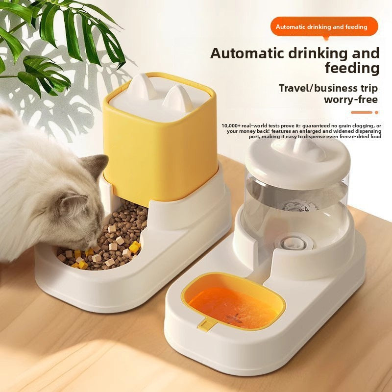 Cat water dispenser, automatic feeder, wireless, non-electric, automatic feeding and drinking, non-wet mouth pet supplies