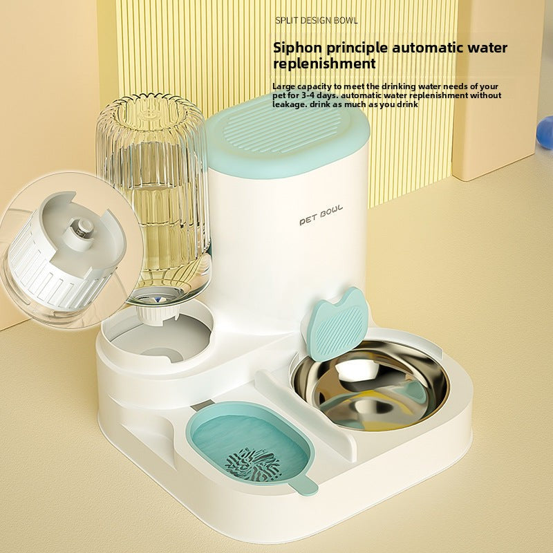 Automatic pet feeder, cat water dispenser, cat bowl, cat food bowl, integrated water and food dispenser, cat and dog supplies